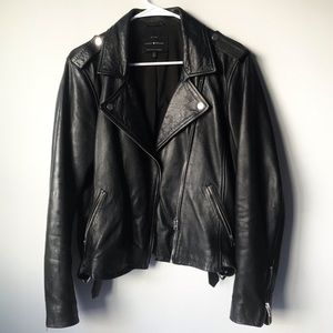 LUCKY BRAND LAMB LEATHER leather biker/moto jacket